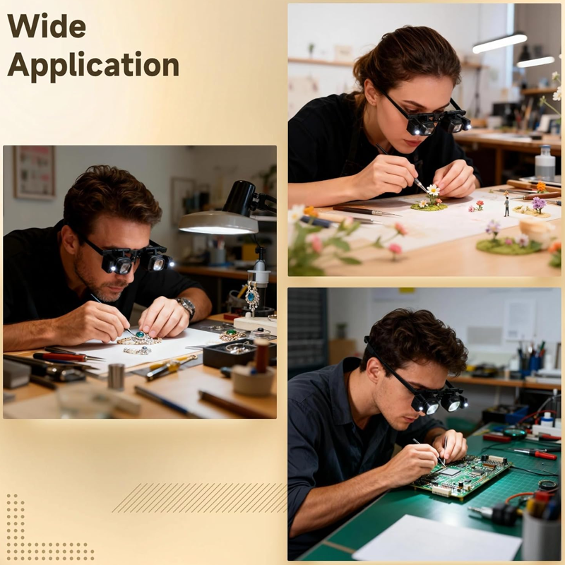 Professionelle Kopfband-Lupenbrille – Klare Linse, LED-Beleuchtung & Perfektes Werkzeug für DIY-Reparaturen