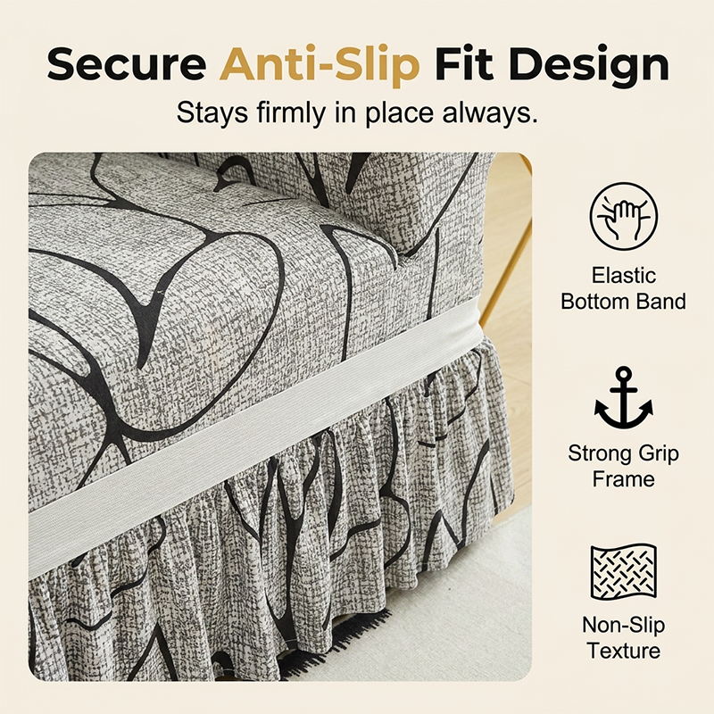 Universal Stretch Fitted Couch Slipcover – Hochelastischer Premium-Stoff, Eleganter Rüschensaum & Komplettes Wohnzimmer-Upgrade – Sofort-Sofa-Makeover in Minuten