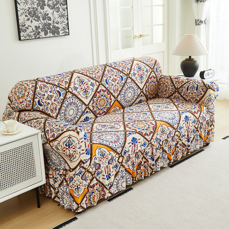 Universal Stretch Fitted Couch Slipcover – Hochelastischer Premium-Stoff, Eleganter Rüschensaum & Komplettes Wohnzimmer-Upgrade – Sofort-Sofa-Makeover in Minuten