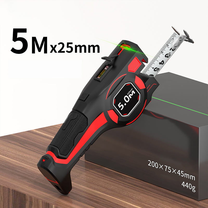 2-in-1 Maßband | Präzises Messen & Ausrichten mit integriertem Laser