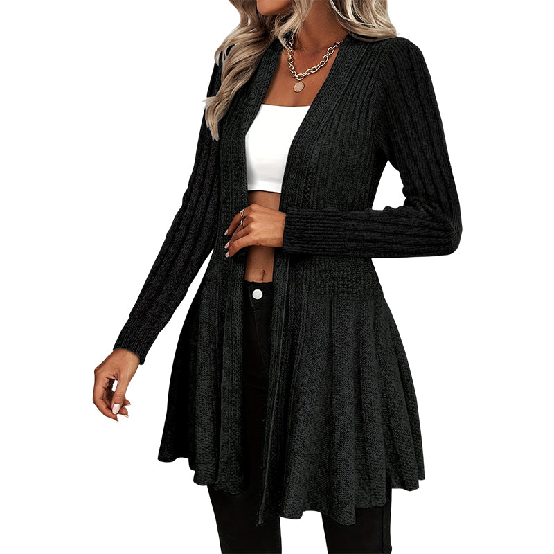 Elegante strukturierte offene Strickjacke – weich, mühelos und leicht zu stylen