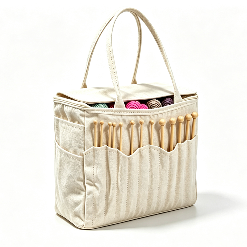 Praktische Garntasche aus strapazierfähigem Canvas mit cleveren Fächern für Nadeln und Schere