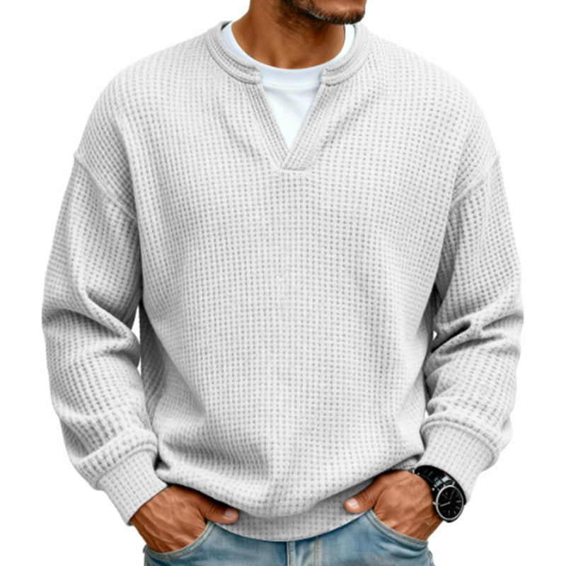 Herren Strukturiertes Waffel Langarm-Shirt im Lagen-Look