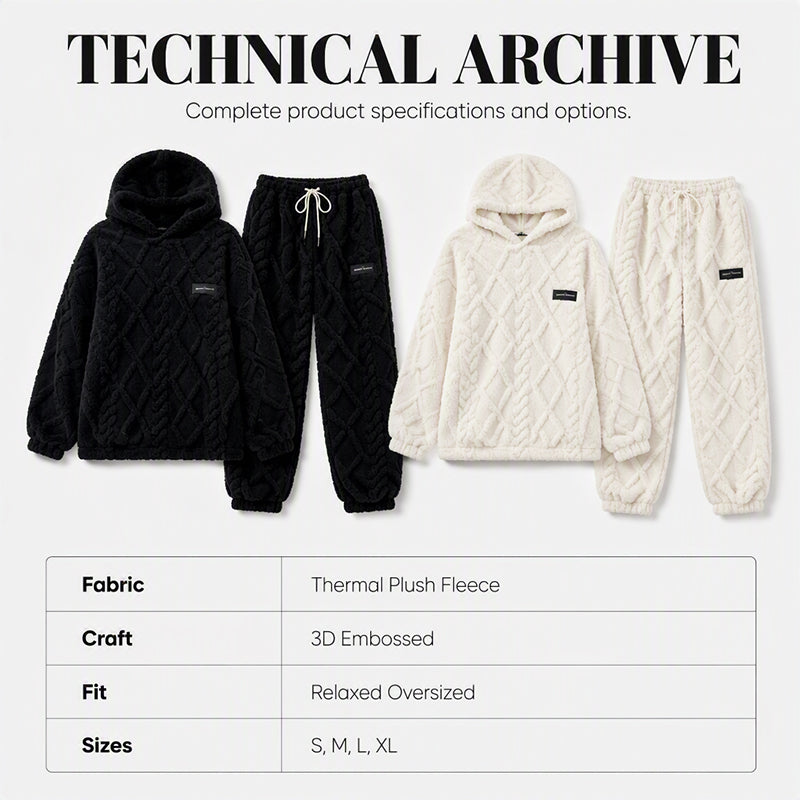 Damen Plüsch-Strukturiertes Hoodie & Hose 2-teiliges Set