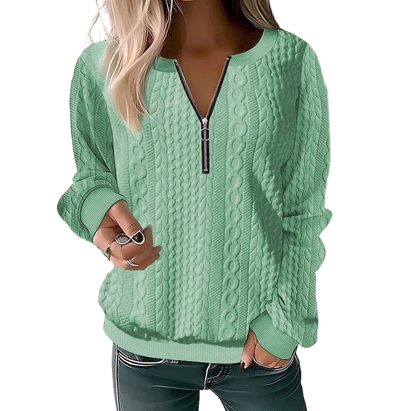 Damen Half-Zip Zopfmuster Pullover – Elegante Wärme für den Alltag
