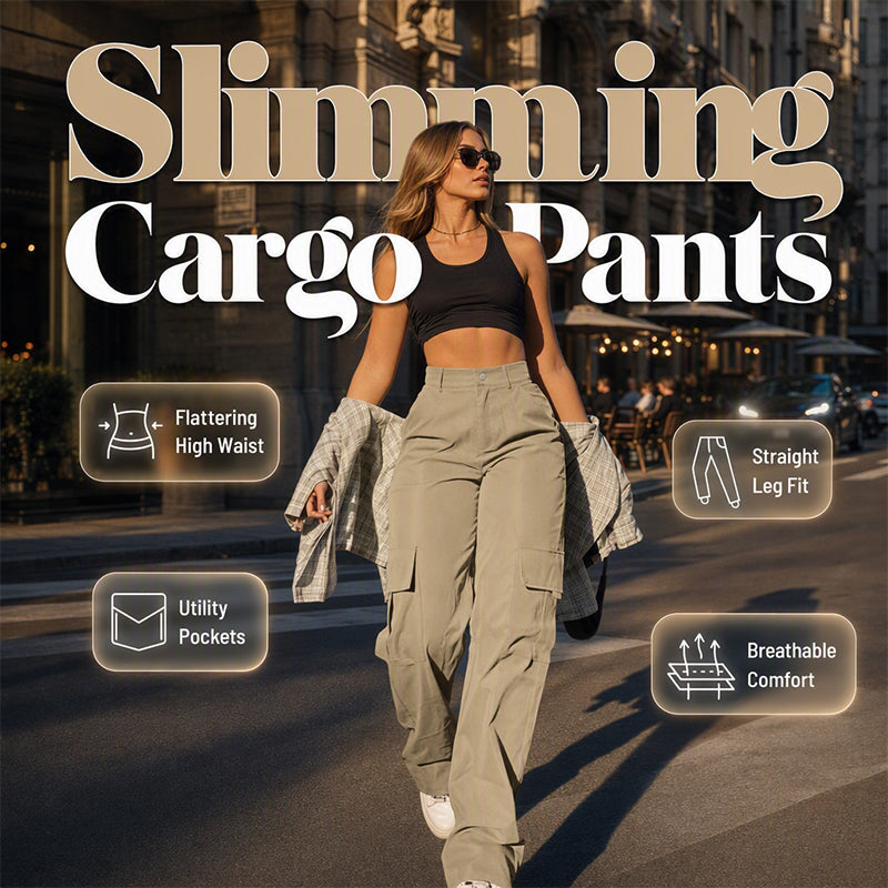 Damen High-Waist Straight-Leg Cargohose