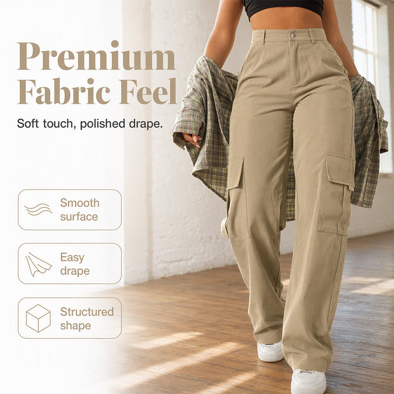 Damen High-Waist Straight-Leg Cargohose
