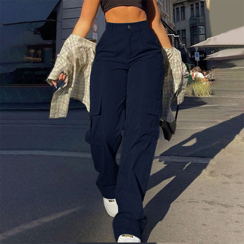 Damen High-Waist Straight-Leg Cargohose