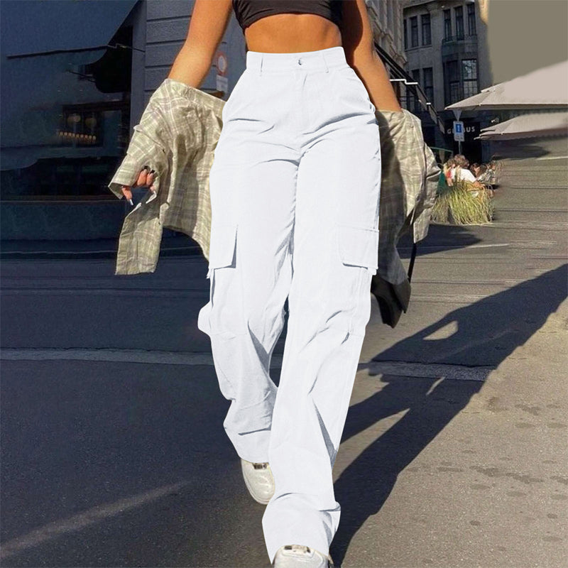 Damen High-Waist Straight-Leg Cargohose
