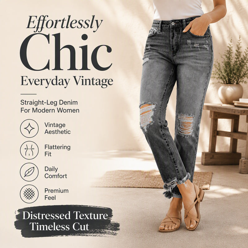 Damen Distressed Ripped Jeans im Vintage-Stil