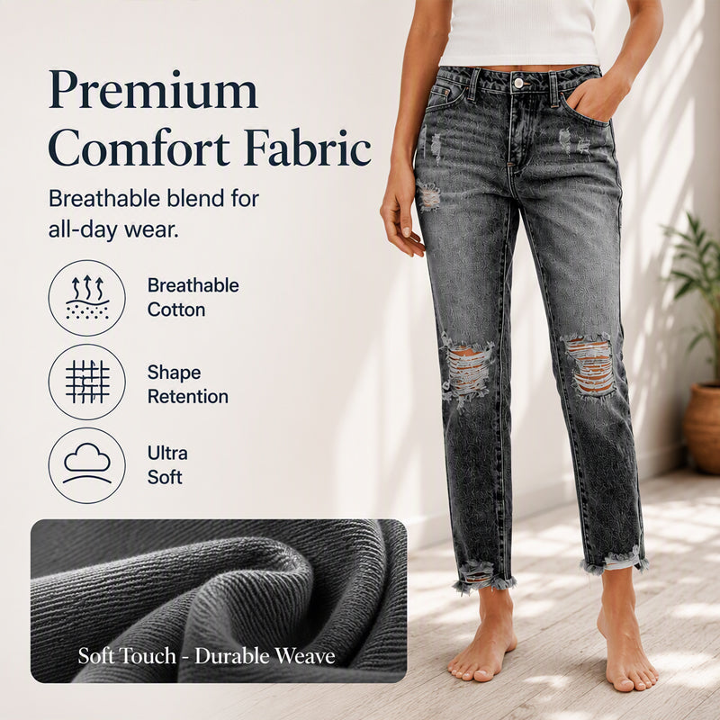 Damen Distressed Ripped Jeans im Vintage-Stil