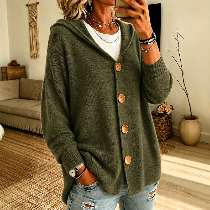 Gestrickte Strickjacke mit Kapuze in entspannter Passform für Damen