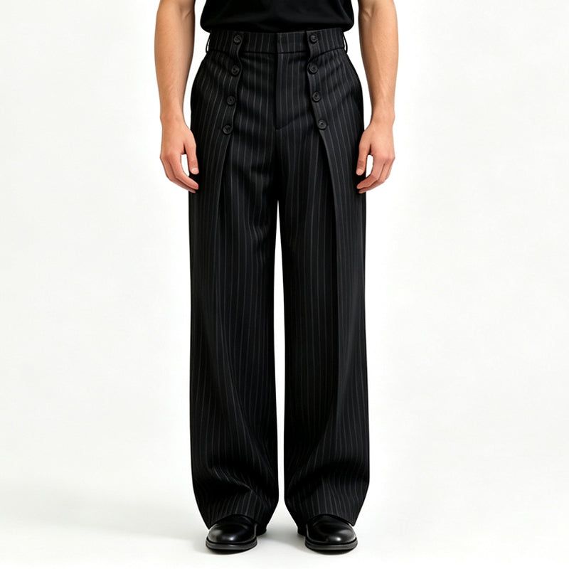 Herren Zweireihige High-Waist Hose mit maßgeschneiderter Taille