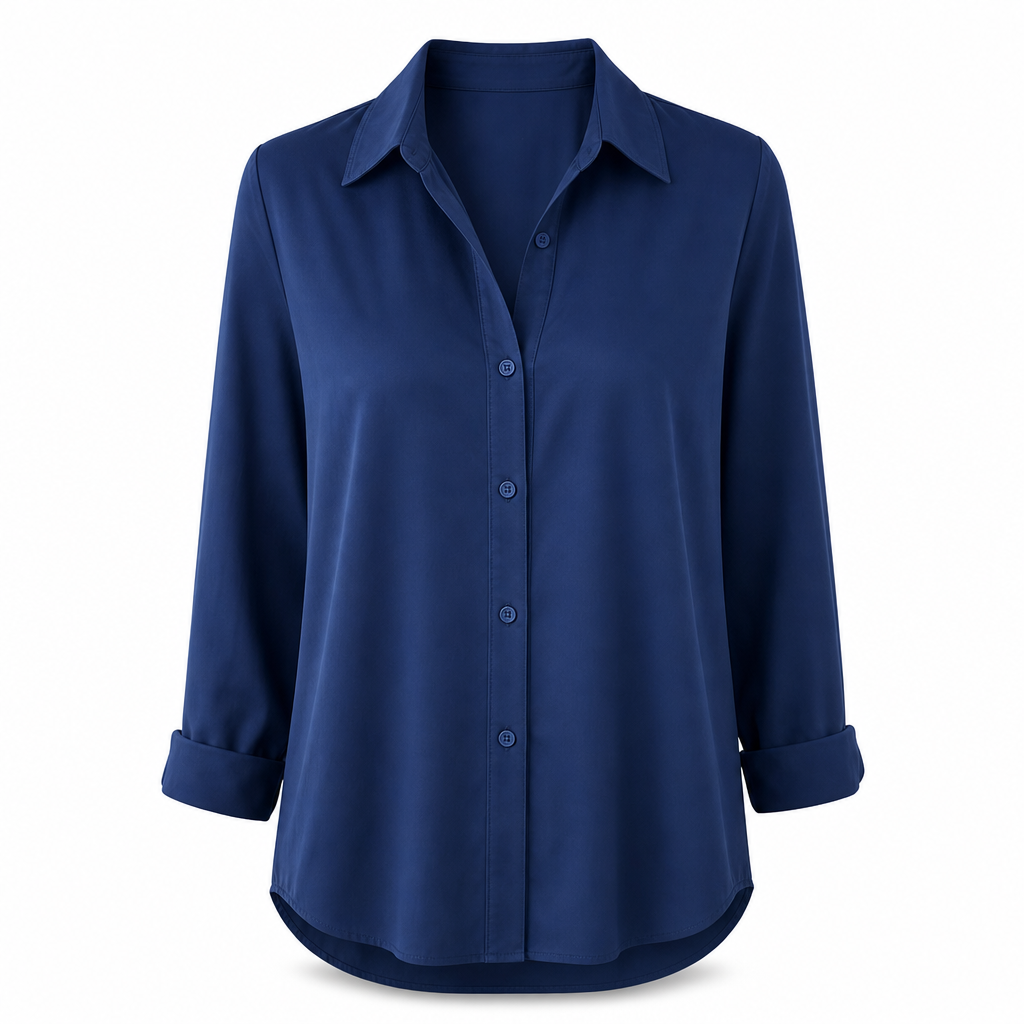 Damen Elegante Casual Langarm Bluse mit Knopfleiste