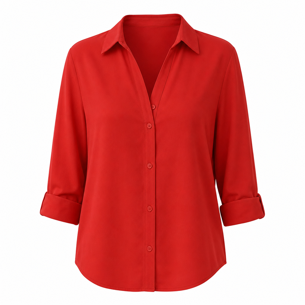 Damen Elegante Casual Langarm Bluse mit Knopfleiste