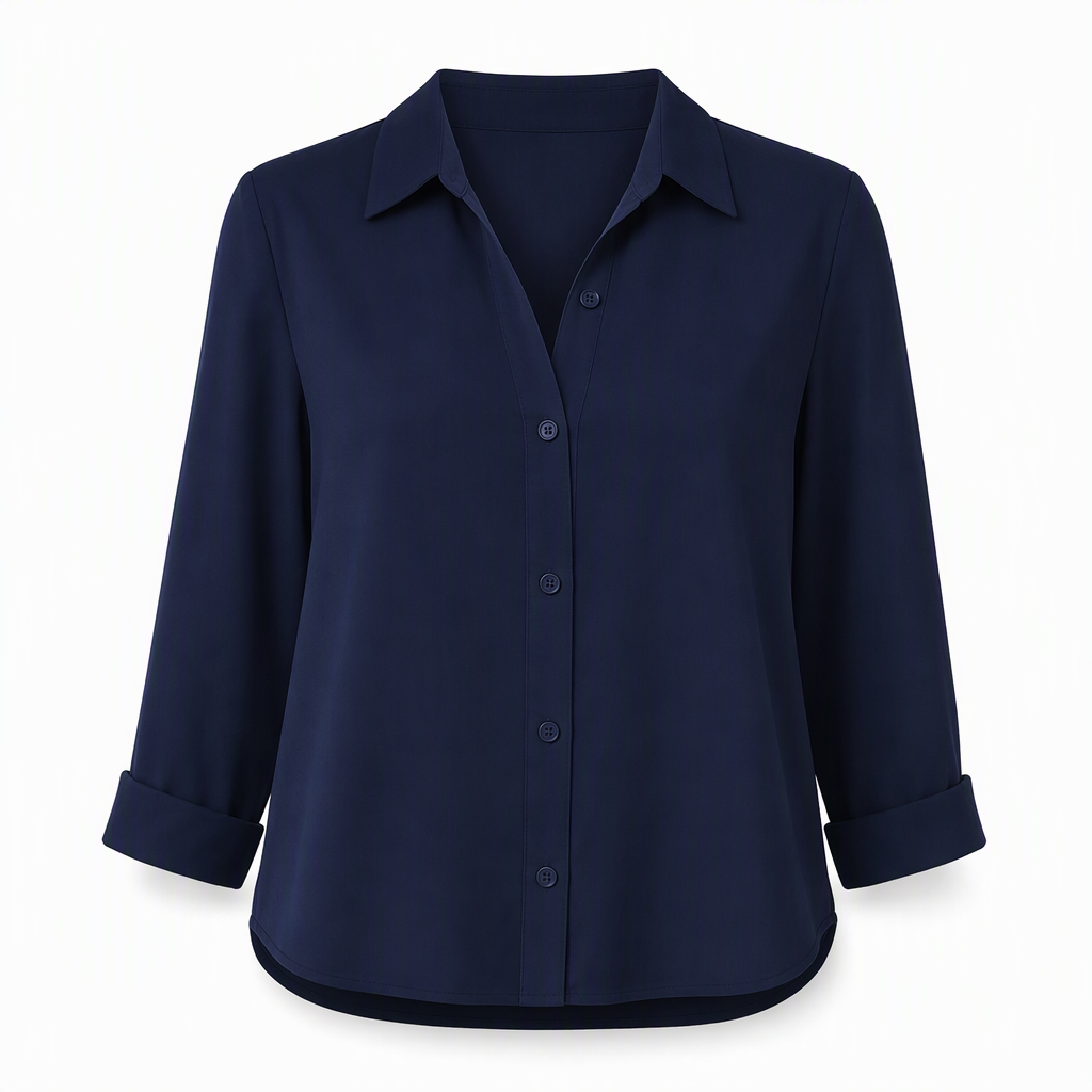 Damen Elegante Casual Langarm Bluse mit Knopfleiste