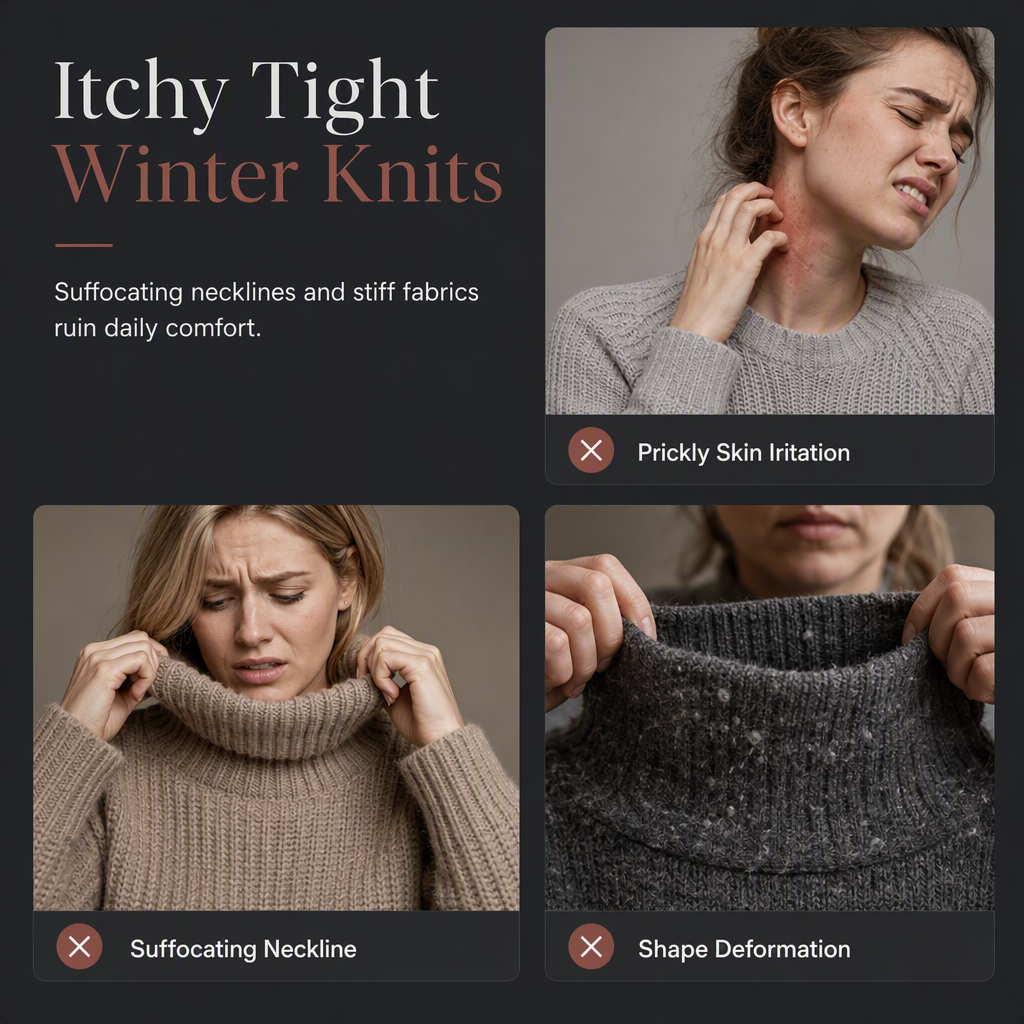 Damen Locker Sitzender Gestrickter Rollkragenpullover