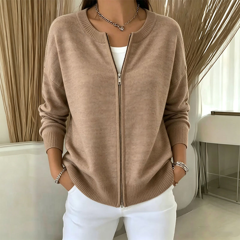 Damen Casual Strickjacke mit Reißverschluss