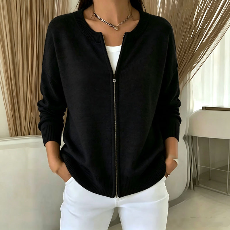 Damen Casual Strickjacke mit Reißverschluss