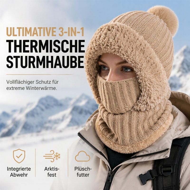 Damen Winter Einteilige Gestrickte Mütze Schal Maske