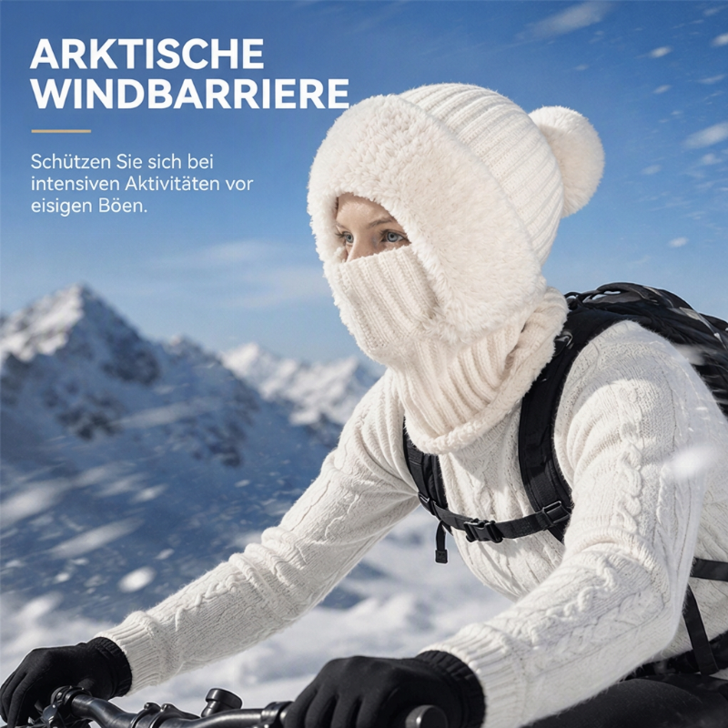 Damen Winter Einteilige Gestrickte Mütze Schal Maske