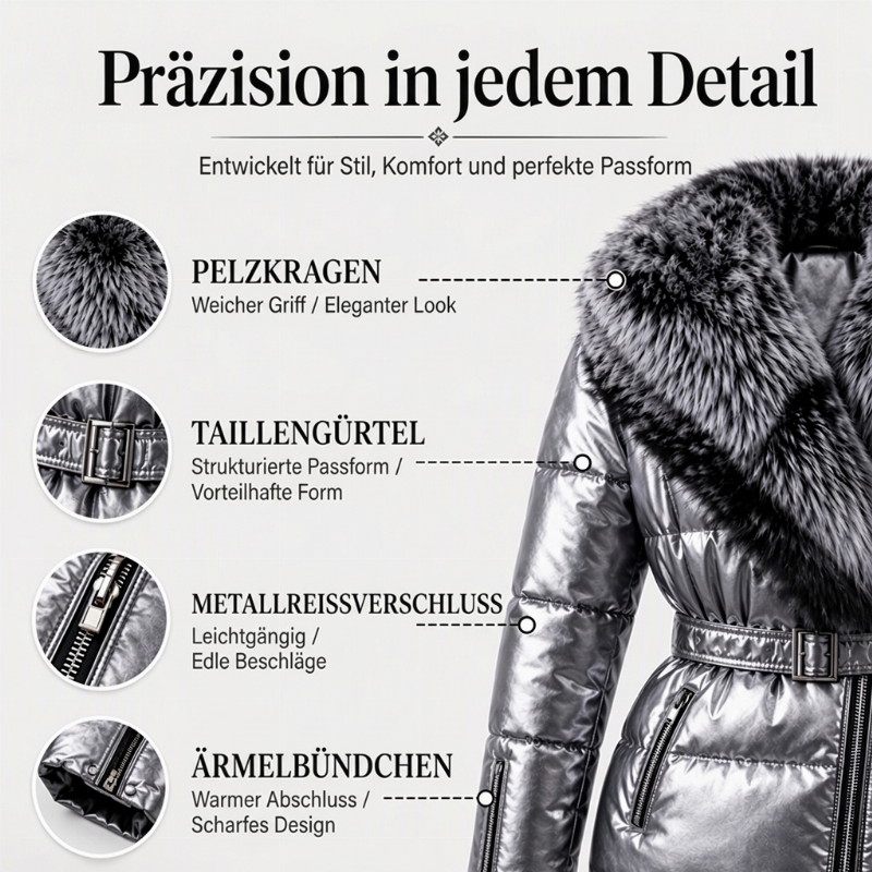 Gesteppte Damenjacke mit Kunstfellkragen