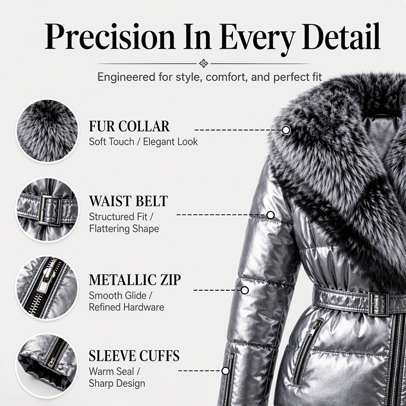 Damen Wattierte Jacke mit Kunstfellkragen