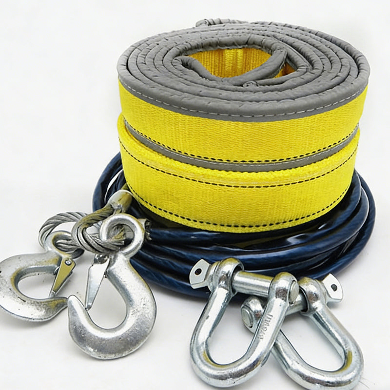 8-Tonnen Abschleppseil mit U-Schäkel-Haken – Schwerlast, Reflektierend & 4 Meter Lang