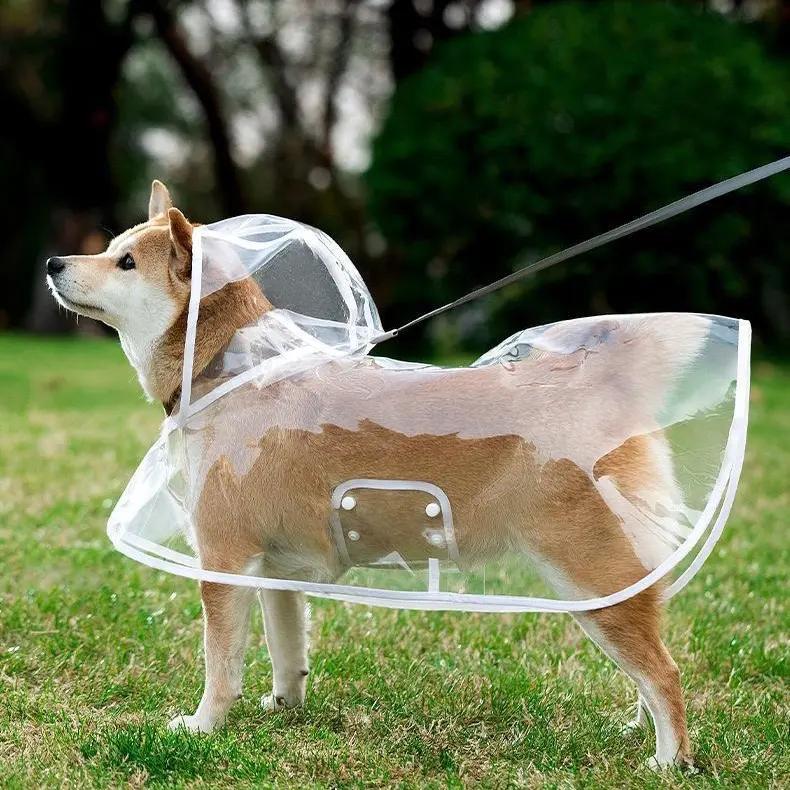 Transparenter Hunde-Regenmantel aus EVA mit Kapuze und verstellbarem Bauchgurt, Größen XS–8XL