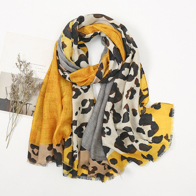 Vielseitiger leichter Leoparden-Print Schultertuch Schal
