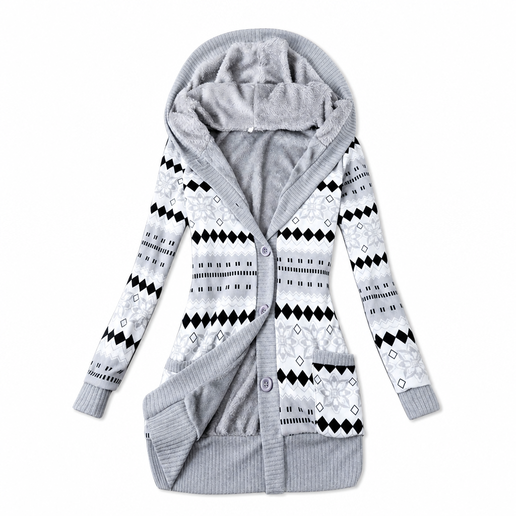 Halblanger Kapuzenpullover für Damen aus Baumwolle