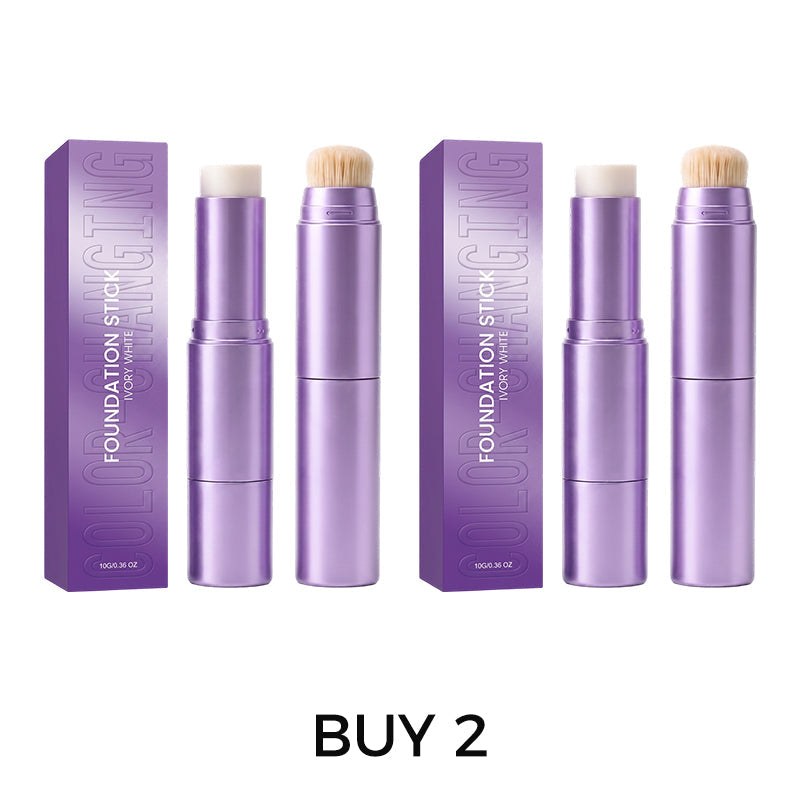 2-in-1 Farbwechselnder Foundation-Stick mit integriertem Pinsel, glatte aufbaubare Deckkraft und einfaches Make-up für unterwegs
