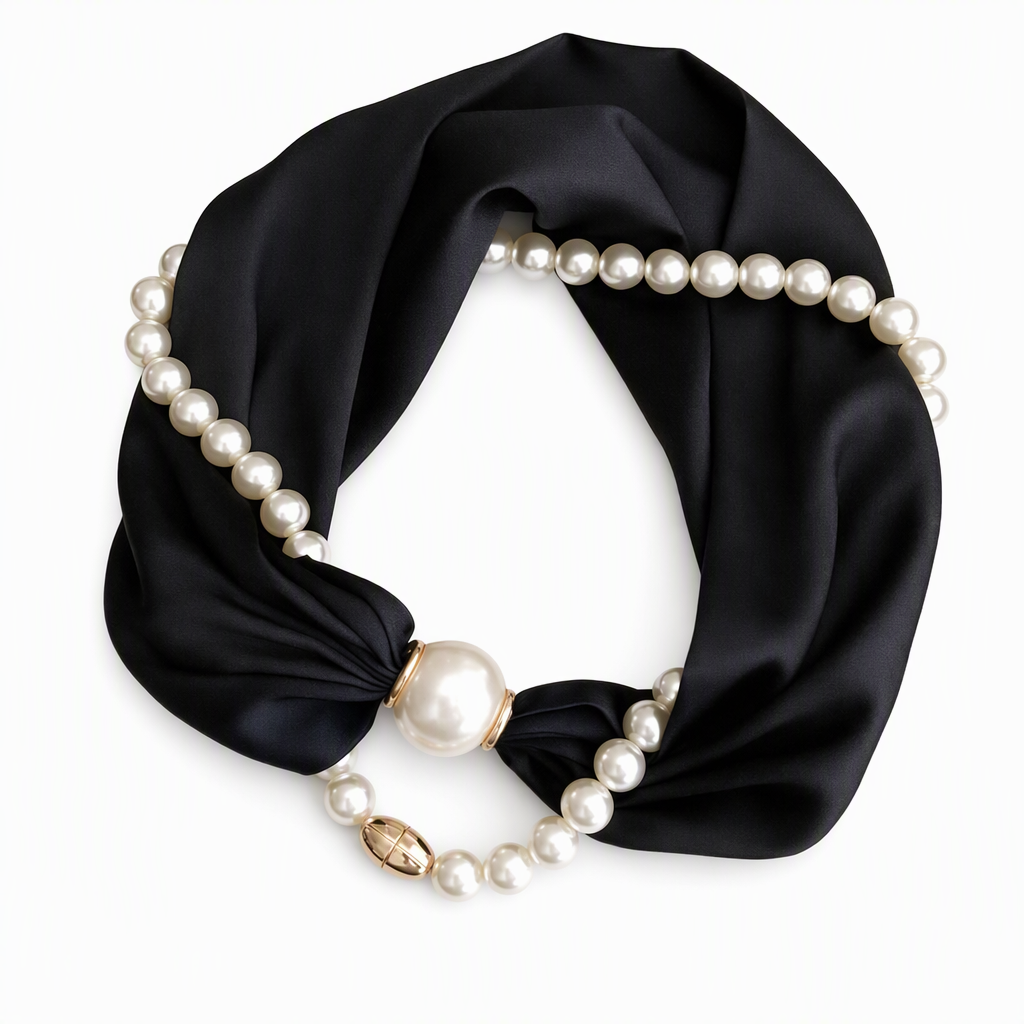 Dekorative Halstuch-Halskette mit Perlen, eleganter Stil