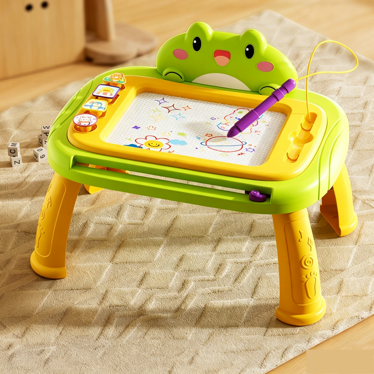 Magnetische Maltafel für Kinder – Bunt, abwischbar mit Stift und 4 Stempeln