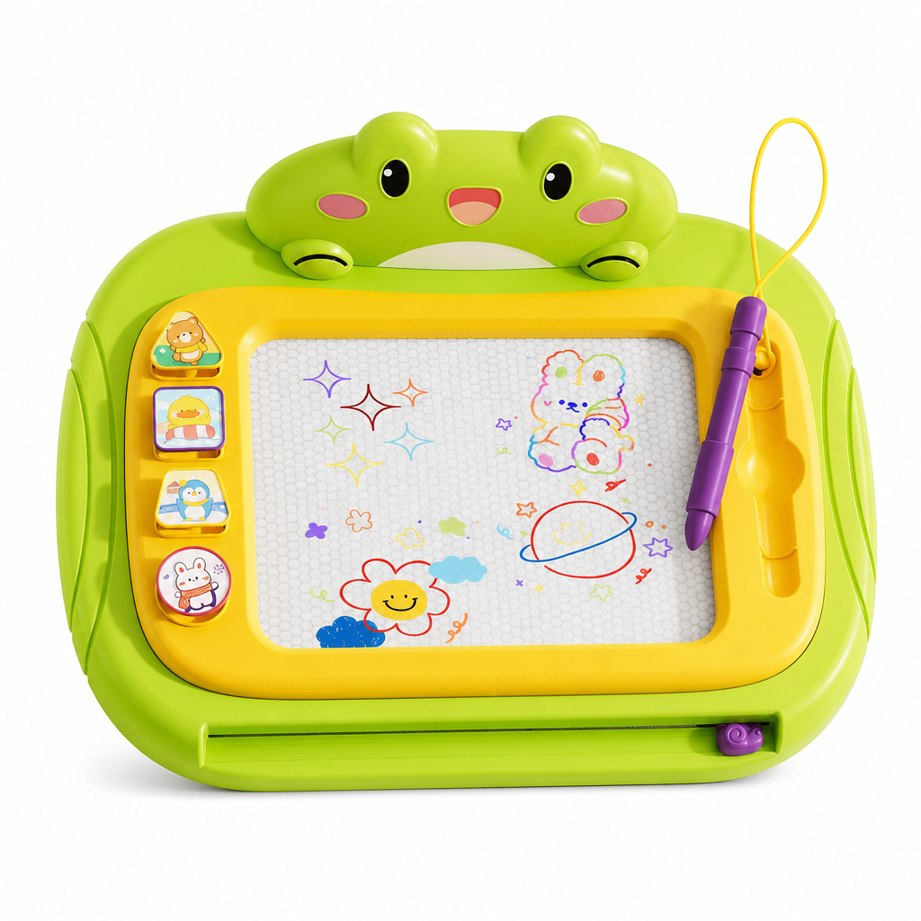 Magnetische Maltafel für Kinder – Bunt, abwischbar mit Stift und 4 Stempeln