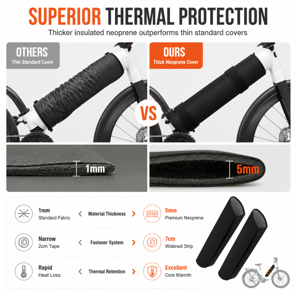 Abdeckung für Lithiumbatterie für E-Bike, wasserdicht, staubdicht und kältebeständig, Schutzhülle für E-Bike-Rahmen, Neopren