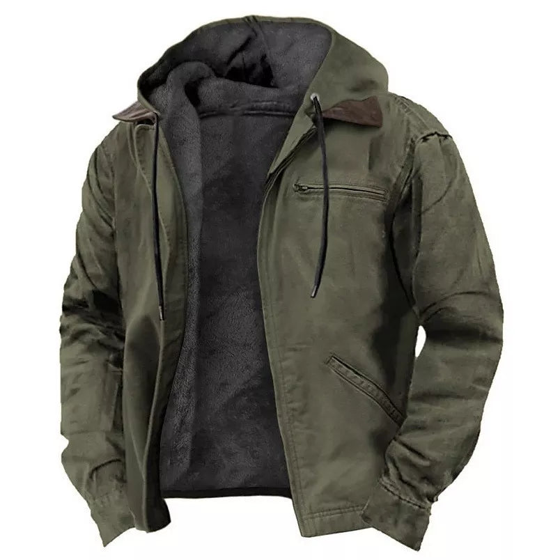 Herren Plüschgefütterte Arbeitsjacke mit Kapuze