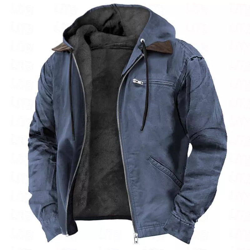 Herren Plüschgefütterte Arbeitsjacke mit Kapuze