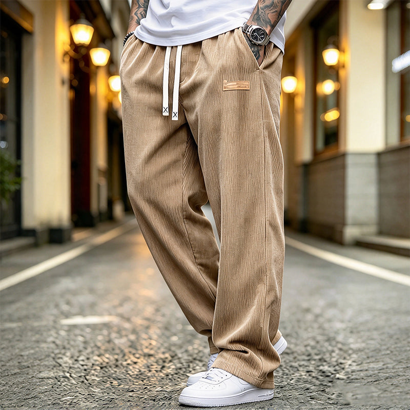 Herren Leichte Cord Freizeithose Loose Fit Gerade Beine