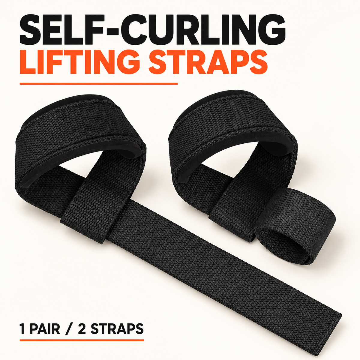 Selbstwickelnde Lifting Straps mit gepolsterten Handgelenkschlaufen, 1 Paar
