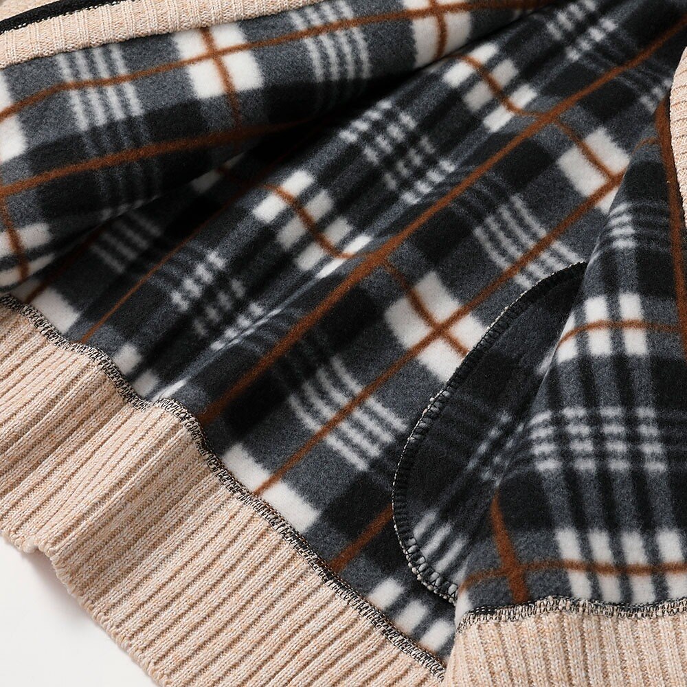 Fleece-Strickjacke mit Reißverschluss und Rippenstrick