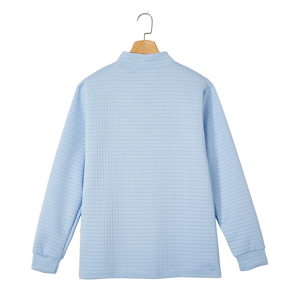 Klassisches Waffle-Poloshirt mit Viertel-Reißverschluss