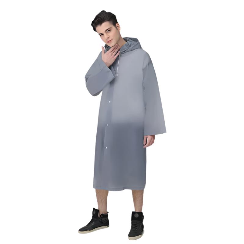 Unisex wasserdichter langer Regenmantel mit Kapuze