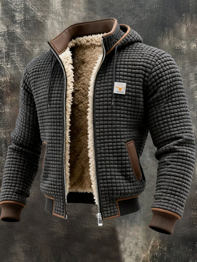 Retrojacke mit Kapuze und Reißverschluss