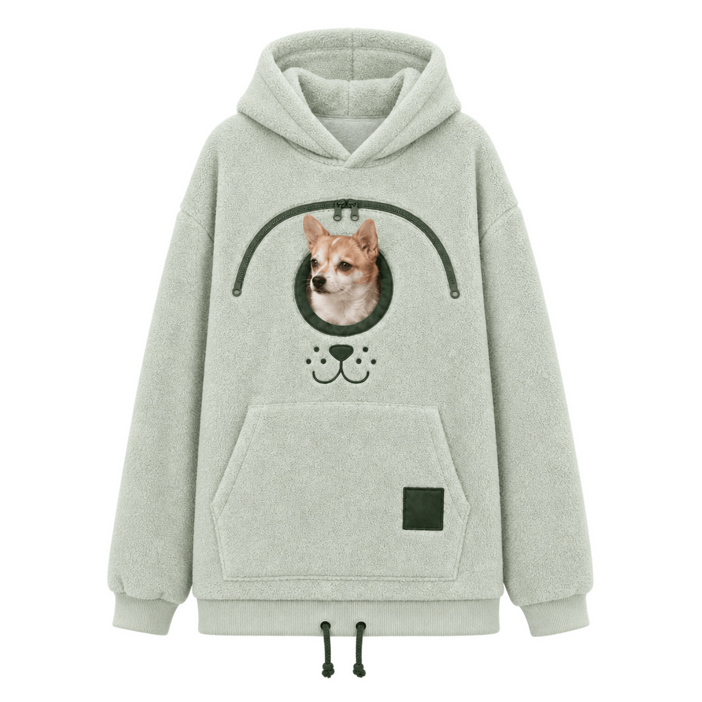 Oversized Sherpa Hoodie mit Haustier-Tragetasche