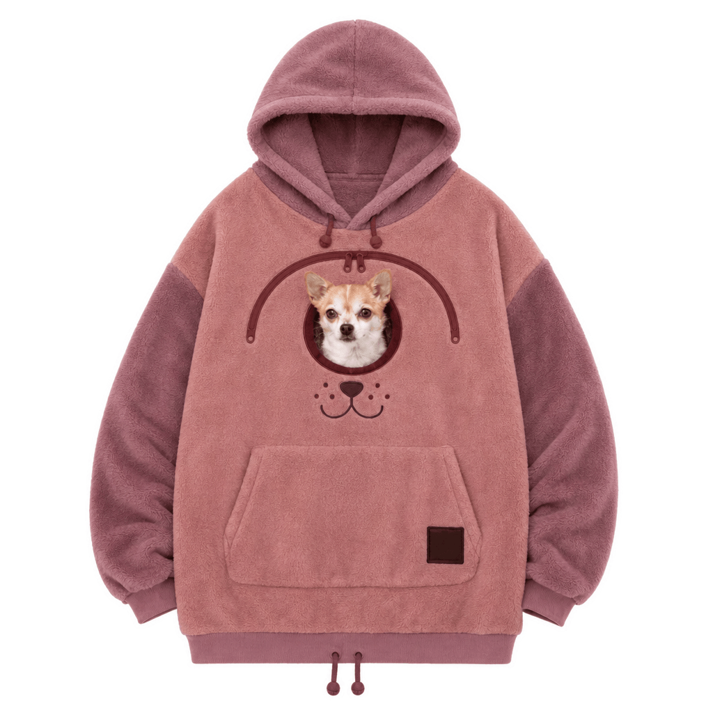 Oversized Sherpa Hoodie mit Haustier-Tragetasche