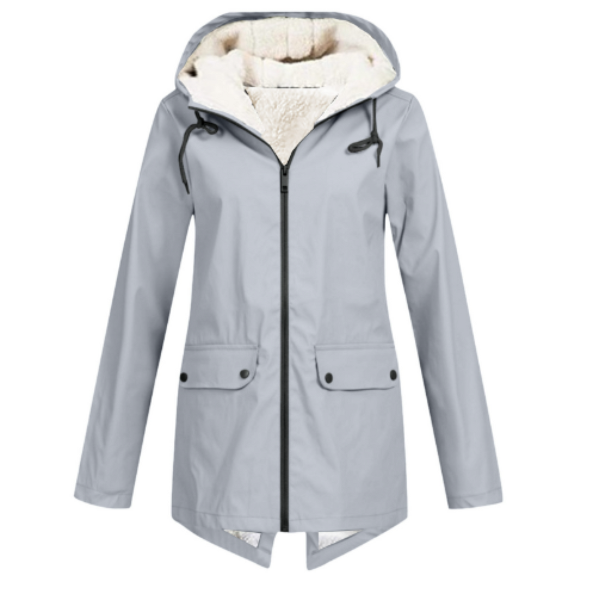 Wasserabweisende Damenjacke mit Kapuze und Sherpafutter