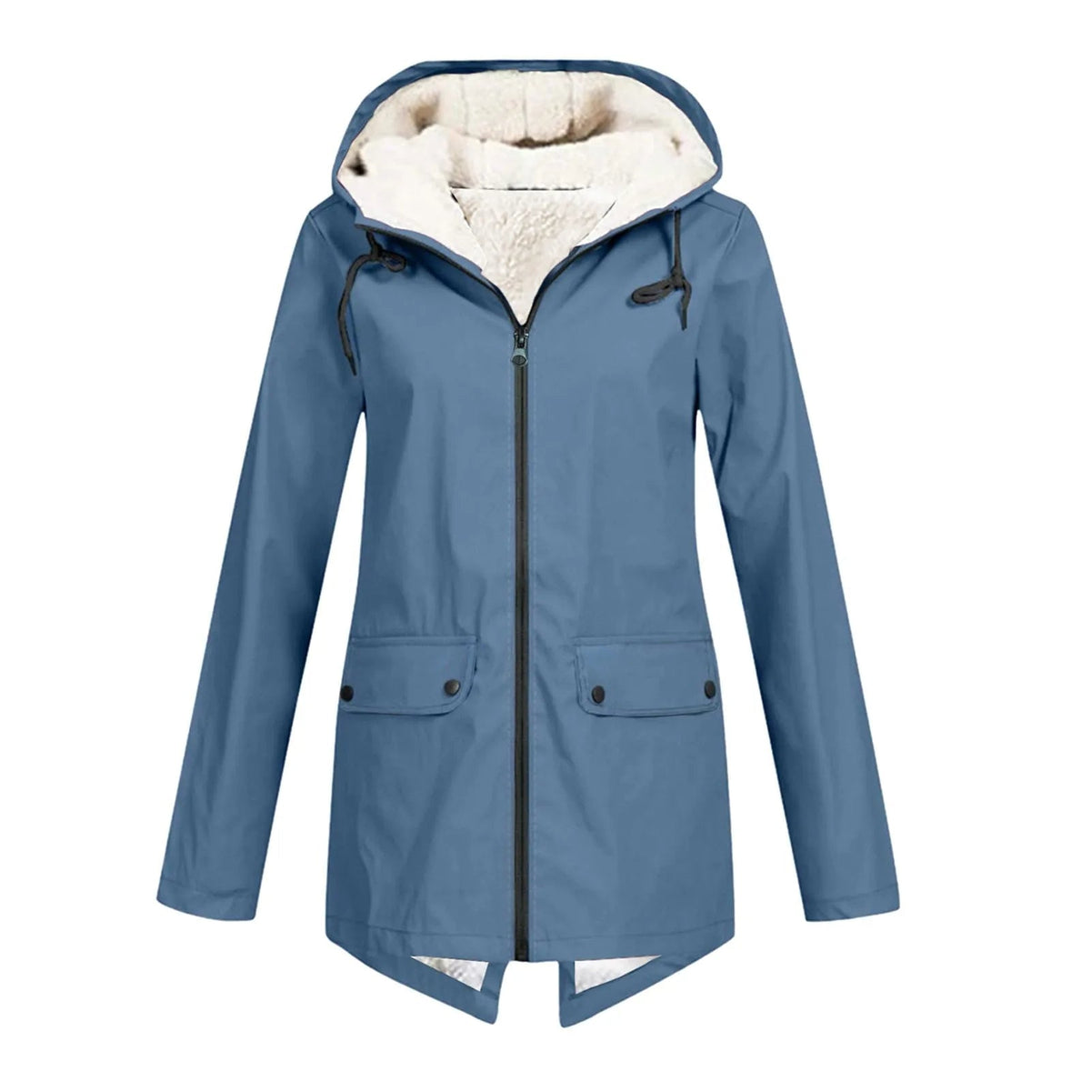Wasserabweisende Damenjacke mit Kapuze und Sherpafutter