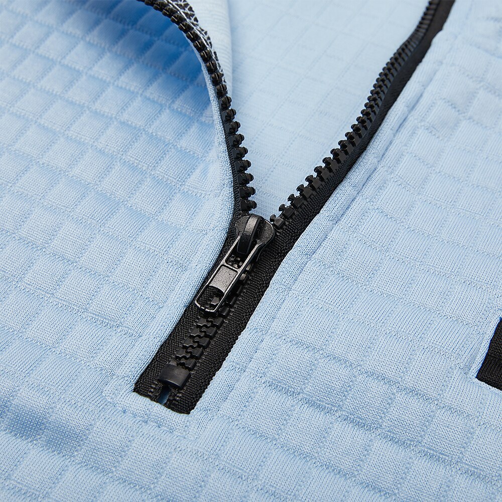 Klassisches Waffle-Poloshirt mit Viertel-Reißverschluss